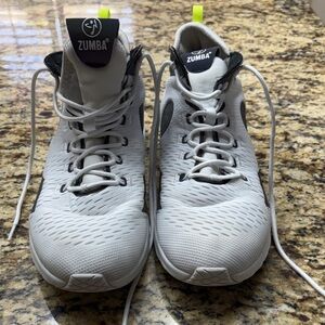 Jump Zumba Women's Athletic Shoes in White with Black and Neon Yellow Accents